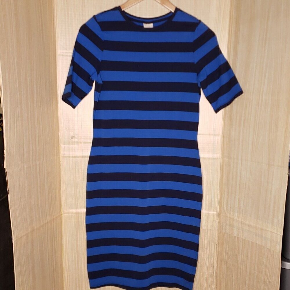 A New Day Womens New Blue 2 Tone Midi Striped Dress Small